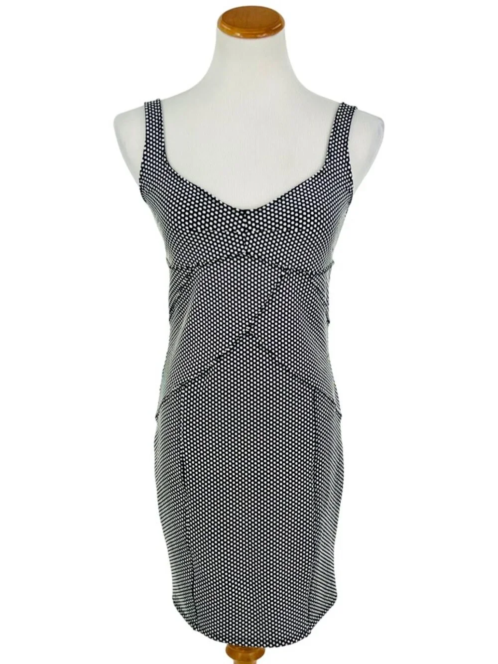 Free People Black White Polka Dot Bodycon Mini Dress L | Indie Sleaze Y2K Baddie